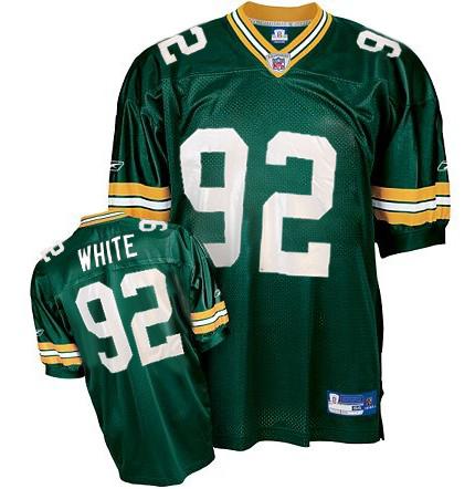 Men's Authentic Reggie White Reebok Jersey Green Home - #92 Throwback NFL Green Bay Packers